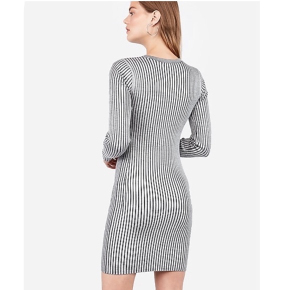 Express Striped Long Sleeve Sweater Dress - Picture 6 of 8